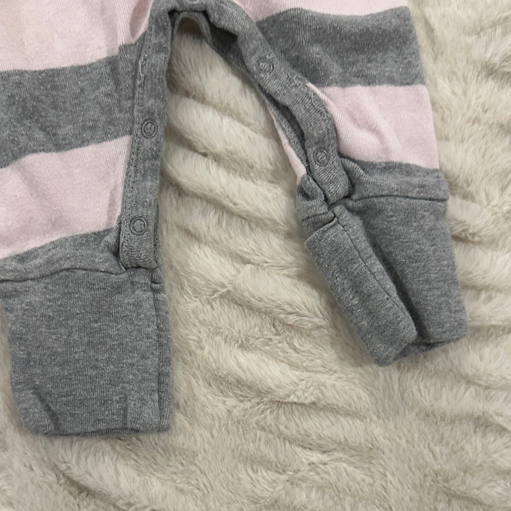 Burt’s Bees Striped Pink and Gray Kids One Piece - Picture 4 of 5